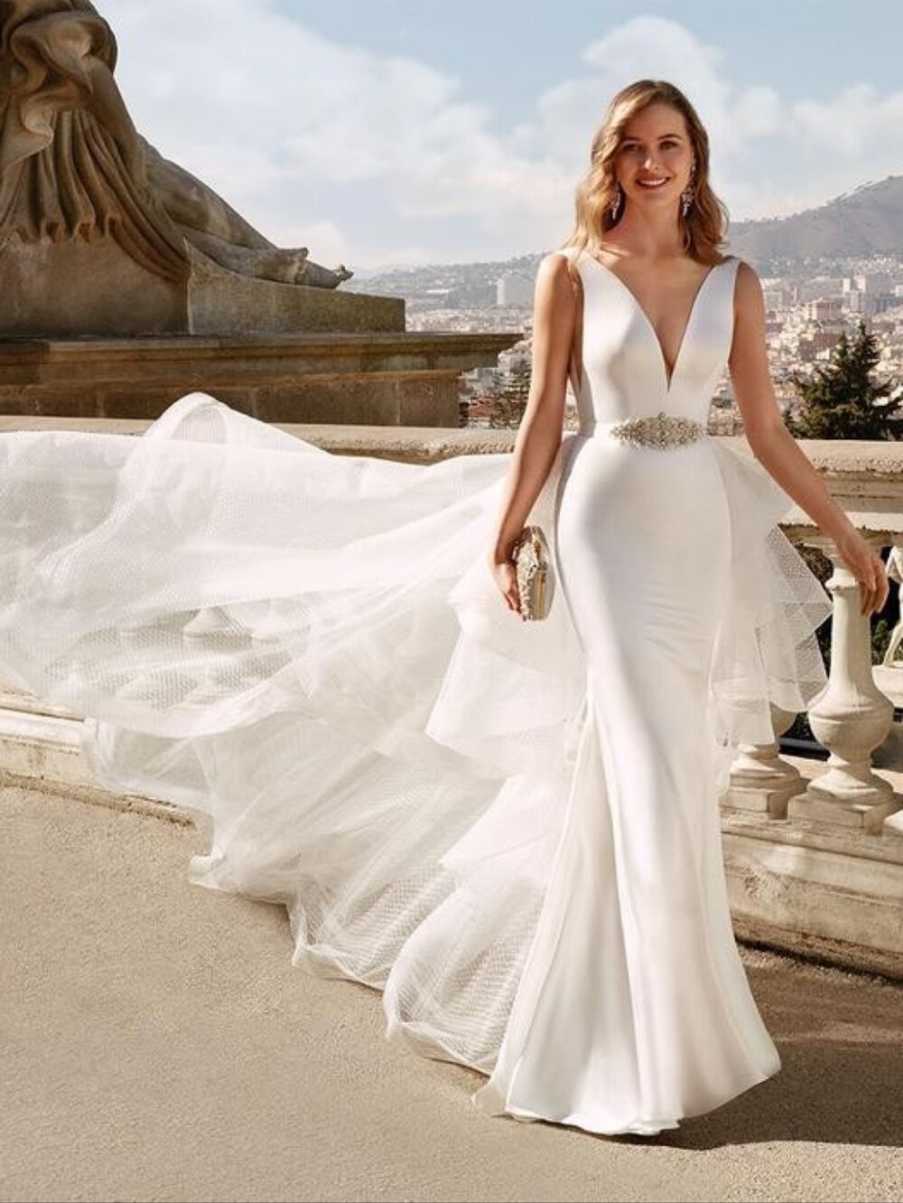 Alyce Paris Detachable Tulle Overskirt Wedding Dress Size 6